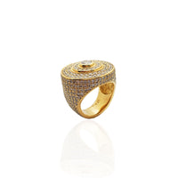 Diamond Iced-Out Round Shield Statement Ring (18K)