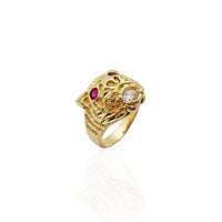 Yellow Gold Baby Tiger Head CZ Ring (10K)
