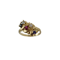 Multicolor Zirconia Flower Textured Lady Ring (14K)