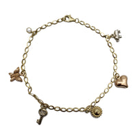 Tricolor Charms Anklet (14K)