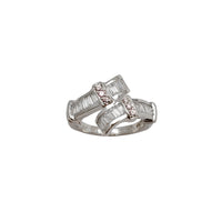 Round Rosé & Baguettes Zirconia Channel-Setting Bypass Ring (Silver)