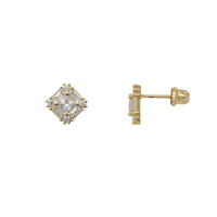 Zirconia Baguettes & Princess-Cut Stud Earrings (14K)