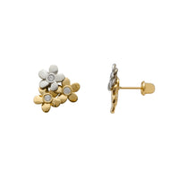 Zirconia Three-Flower Stud Earrings (14K)