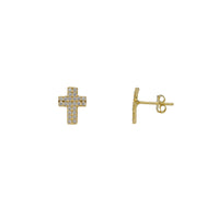 Zirconia Cross Stud Earrings (14K)