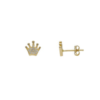 Zirconia Crown Stud Earrings (14K)