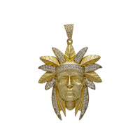 Zirconia Indian Head Pendant (14K)