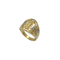 Zirconia Horseshoe & Virgin Mary Men's Ring (14K)