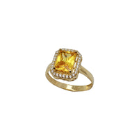 Zirconia Citrine Color Halo Engagement Ring (14K)