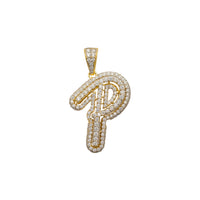 Cubic Zirconia Script Initial Letter Pendant (14K)
