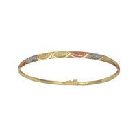 Tricolor Hearts Diamond Cuts Bangle Bracelet (14K)