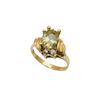 Ribbed Oval Zirconia Lady Ring (14K)