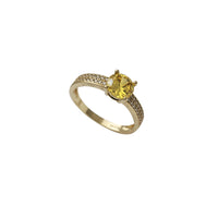 Yellow Zirconia Pave Engagement Ring (14K)