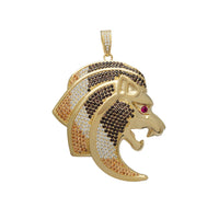 Zirconia Red-Eye Lion Head Pendant (14K)