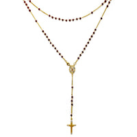 Red Onyx Rosary Necklace (14K)