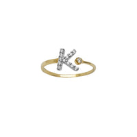 Zirconia Initial Letter "K" Bezel Ring (14K)