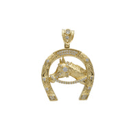 Zirconia Horseshoe Horse Head Pendant (14K)