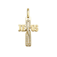 Zirconia "Jesus" Pendant (14K)
