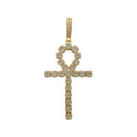 Diamond Iced-Out Beaded Ankh Pendant (14K)