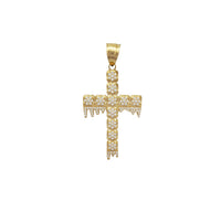 Zirconia Dripping Cross Pendant (14K)