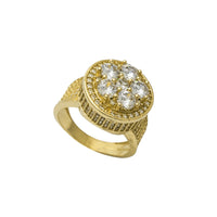 Zirconia Cluster Round Summit Men's Ring (14K)