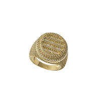 Zirconia Baguettes & Round Oval Signet Ring (14K)