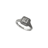 Diamond Pave Radiant Halo Shape Engagement Ring (10K)
