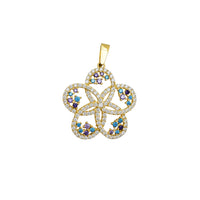 Multi-Color Five-Petaled Flower Pendant (14K)