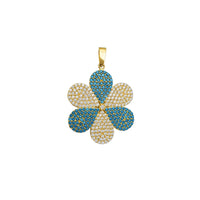 Zirconia Cyan Six-Petals Flower Pendant (14K)
