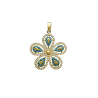 Cyan Five-Petaled Flower Pendant (14K)