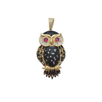 Zirconia Red-Eyes Black Owl Pendant (14K)