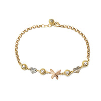 Zirconia Heart & Butterfly Rolo Fancy Bracelet (14K)