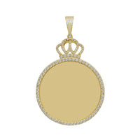 Zirconia Crowned Round Memorial Picture Pendant (14K)