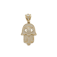 Zirconia Evil Eye Hamsa Hand Pendant (14K)