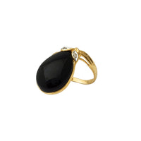Cabochon Black Onyx Teardrop Ring (14K)