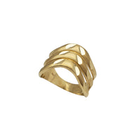 Sand Blasted Diamond-cut 3 Row Ring (14K)
