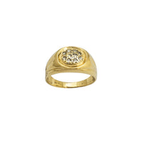 Zirconia Cluster Oval Horizontal Signet Men's Ring (14K)