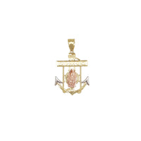Tri-Color Virgin Mary Anchor Pendant (14K)