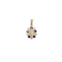 Purple-Zirconia Virgin Mary Pendant (14K)