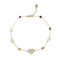 Zirconia Heart Anklet Bracelet (14K)