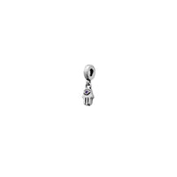Zirconia Hamsa Hand Charm Pendant (Silver)