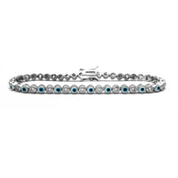 Zirconia Bezel Evil Eyes Tennis Bracelet (Silver)