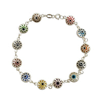 Multicolor Evil Eyes Bracelet (Silver)