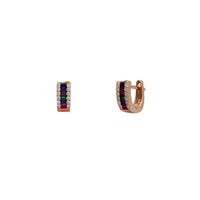 Zirconia Multicolor Channel-Setting Huggie Earrings (Silver)