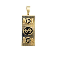 Zirconia Black Hundred-Dollar-Bill Pendant (14K)