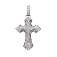 Zirconia Baguette & Round Cross Edged Pendant (Silver)