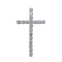 Zirconia Invisible Bail Cross Pendant (Silver)