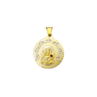 Zirconia Red-Stone Saint Barbara Medallion Pendant (14K)