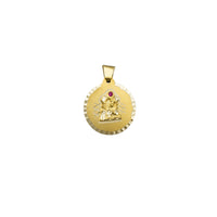 Zirconia Red-Stone Virgen Altagracia Medallion Pendant (14K)