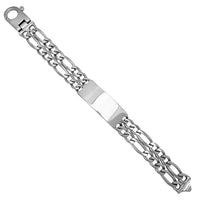 Solid Double-Figaro ID Bracelet (Silver)