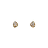 Tear Drop Around CZ Stud Earrings (14K)